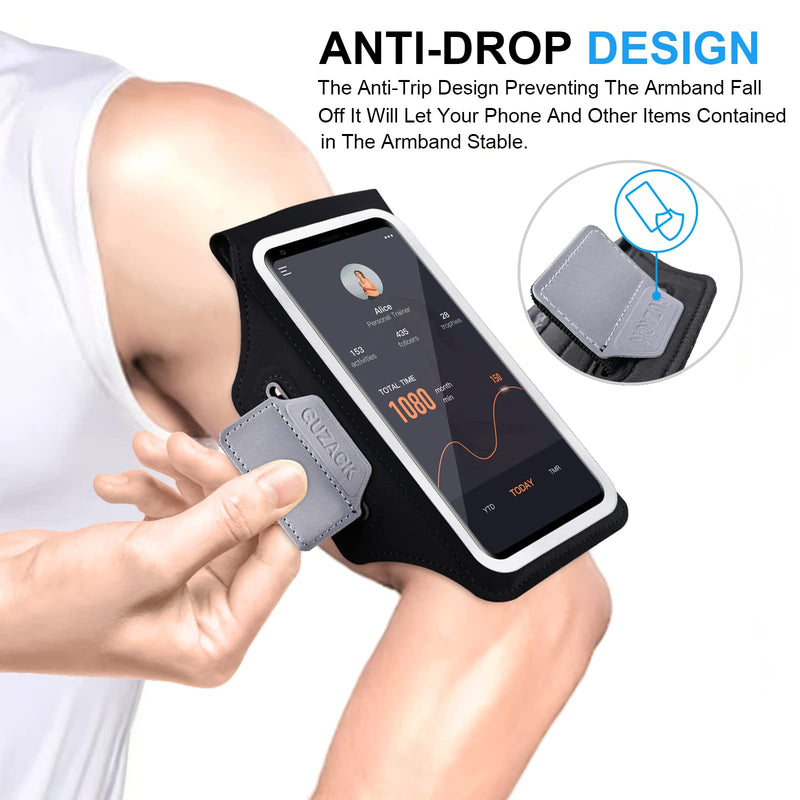 [Australia - AusPower] - Guzack Running Armband for iPhone 13 Pro Max/12 Pro Max/11 Pro Max/XR/XS/X, Galaxy S21/S20, with Airpods Pouch Card Slot & Key Pockets, Sports Arm Bands Cell Phone Holder Fit Up to 6.9 Inches Phone Black (Up to 6.9") 