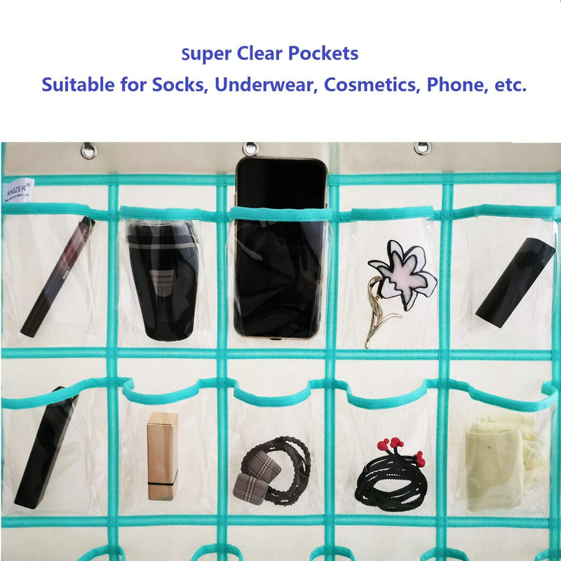 [Australia - AusPower] - ANIZER Classroom Pocket Chart for Phone Calculator Holder Over The Door Hanging Closet Jewelry Organizer with 30 Clear Pockets (Beige) Beige 