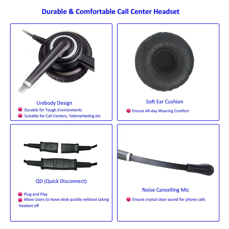 [Australia - AusPower] - RJ9 Telephone Headset with Microphone Noise Cancelling for Office Phones Corded Desk Phone Headset for Landline Plantronics Altigen Polycom Gigaset Avaya Aastra AudioCodes Toshiba Fanvil Nortel etc 