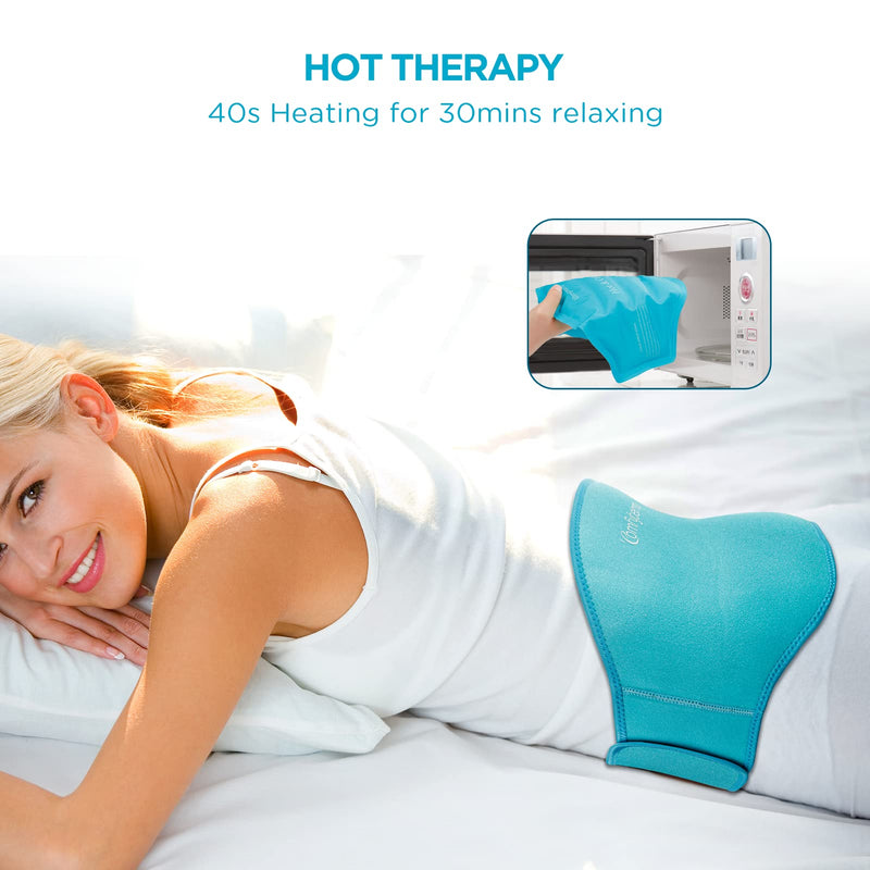 [Australia - AusPower] - Ice Pack for Back Pain Relief, Comfytemp Reusable Gel Back Ice Pack with Strap, Flexible Cold Pack Compress for Waist and Lower Back, Hot and Cold Therapy Back Wrap for Lower Lumbar, Sciatic Nerve 