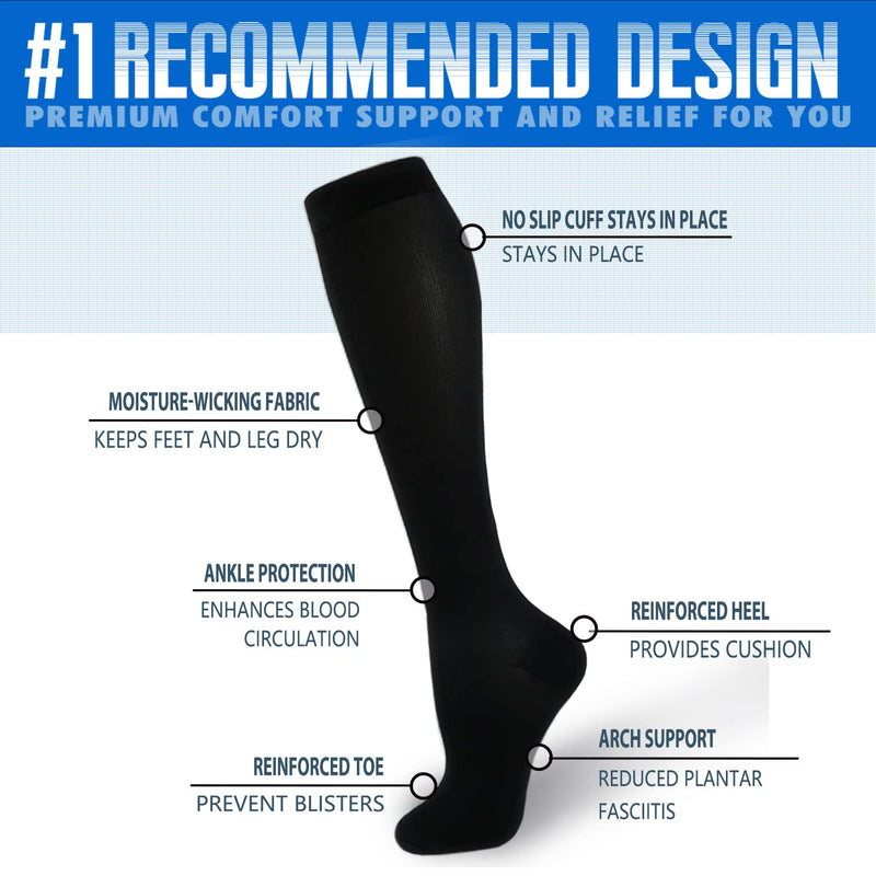 [Australia - AusPower] - Aoliks Compression Socks for Women & Men Circulation (4 Pairs)- Best Support for Nurses, Running, Hiking, Medical, Pregnancy Black Small-Medium 
