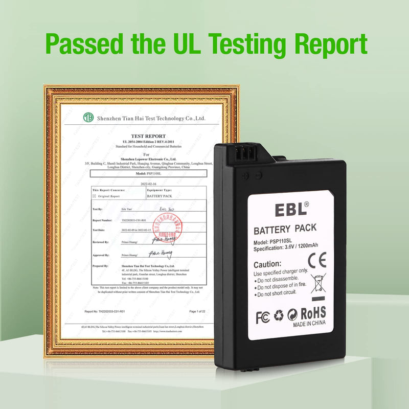 [Australia - AusPower] - EBL 3.6V Lithium Ion Rechargeable Battery Pack 1200mAh Replacement Battery Compatible with Sony PSP 2000/3000 PSP-S110 Console 1200mAh For PSP 2000 3000 