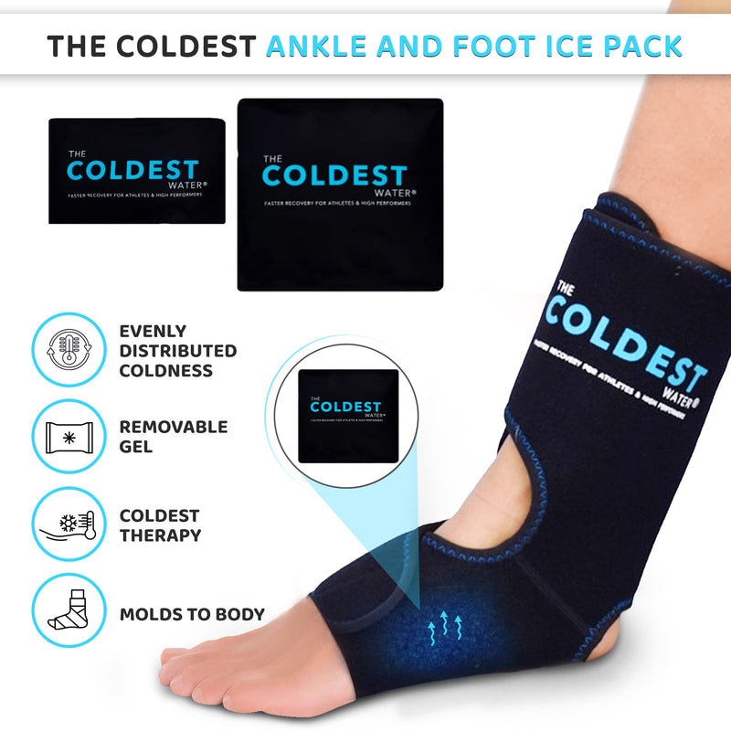 [Australia - AusPower] - The Coldest Foot Ankle Achilles Pain Relief Ice Wrap with 2 Cold Gel Packs | Best for Achilles Tendon Injuries, Plantar Fasciitis, Bursitis & Sore Feet Built for Cold Therapy (Black XS-XL) 1 