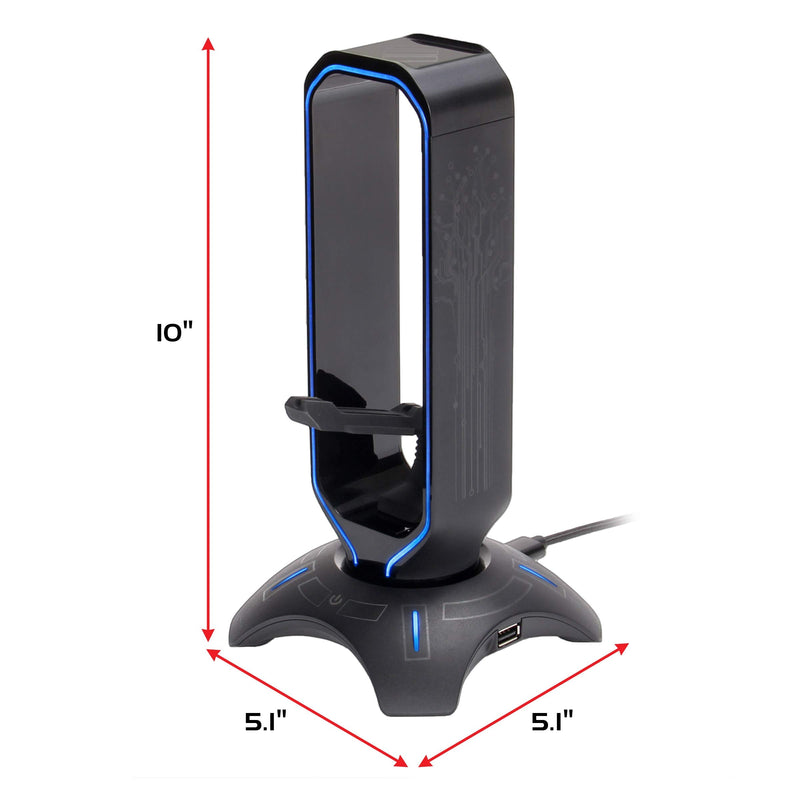 [Australia - AusPower] - ENHANCE Gaming Headset Stand - LED Headphone Stand with Mouse Bungee and 2 Port USB Hub - 7 RGB Colors + Color Changing Mode, Headset Holder, Mouse Bungee 3-in-1 Gaming Desktop Accessory 