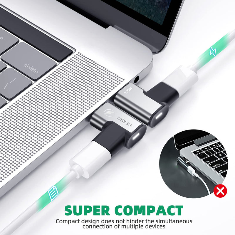 [Australia - AusPower] - USB C Magnetic Adapter, (2 Pack) Magnetic USB C Adapter, 24Pins USB3.1 10Gbps Data Transfer 4K 60Hz Video PD 100w Charge Compatible with MacBook Pro/Air USB-C Laptop Elbow 