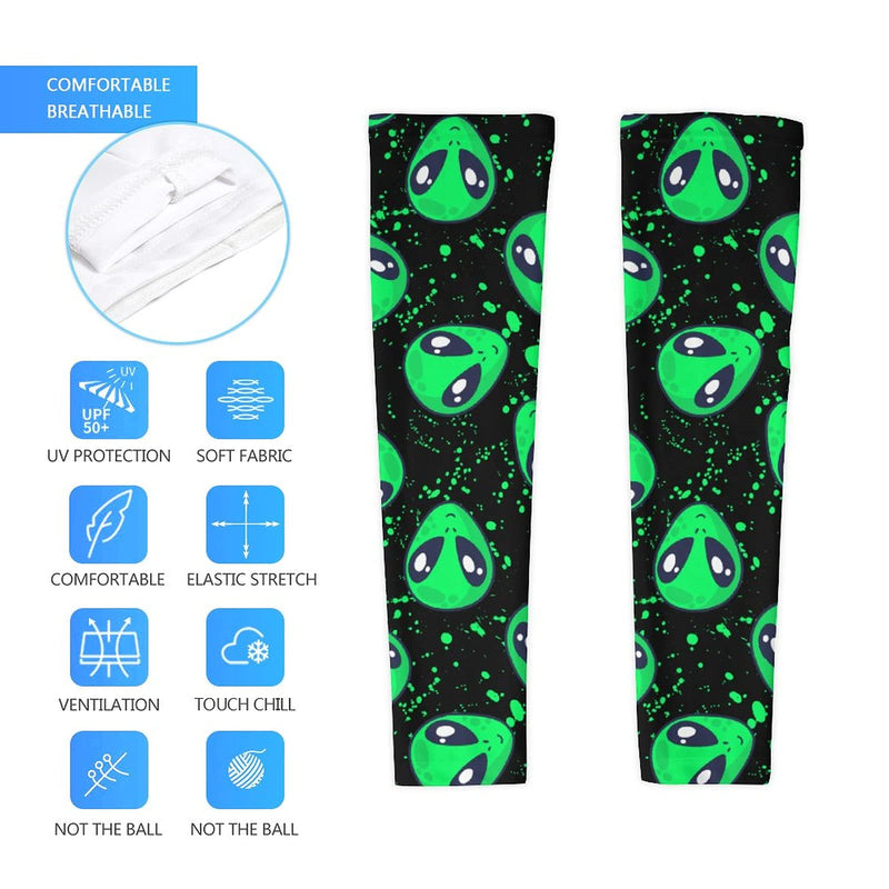 [Australia - AusPower] - Arm Sleeves for Men，Cooling Baseball Arm Guard，Sleeves to Cover Arm for Cycling，Running，Outdoor Sports Protective Arm Covers Alien Pattern Medium 