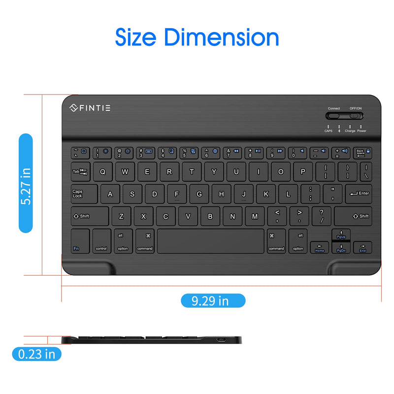 [Australia - AusPower] - Fintie 9-Inch Ultrathin (4mm) Wireless Bluetooth Keyboard for iOS (iPad 9.7 Inch 6th/5th Gen 2018 & 2017, iPad Air 2, iPad Air, iPad Pro 9.7, iPad 2/3 /4) Function Keys for iOS, Black 