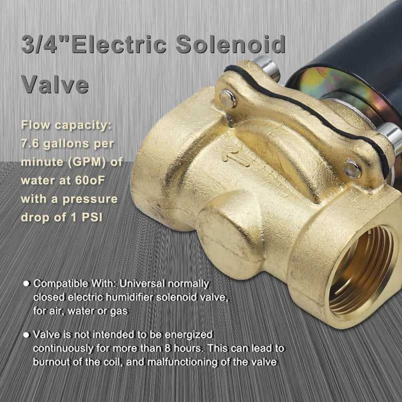 [Australia - AusPower] - Triumilynn Humidifier Solenoid Water Valve, 3/4" AC 110V Electric Solenoid for Valve Air Water Gas NPT Thread 3/4"-110V 
