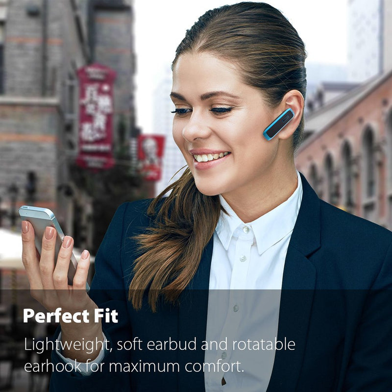 [Australia - AusPower] - Bluetooth Headset, Wireless Bluetooth Earpiece w/ 18 Hours Playtime and Noise Cancelling Mic,Ultralight Earbud Headphone Hands-Free Calls for iPhone Tablet Samsung Android Cell Phones Truck Driver Blue 
