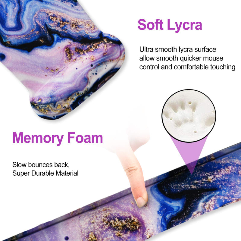[Australia - AusPower] - ArtSo Keyboard Wrist Rest and Mouse Pad with Wrist Support, Ergonomic Mouse Pad, Durable & Comfortable & Lightweight for Easy Typing Pain Relief, Memory Foam Keyboard Mousepad Set, Purple Marble 