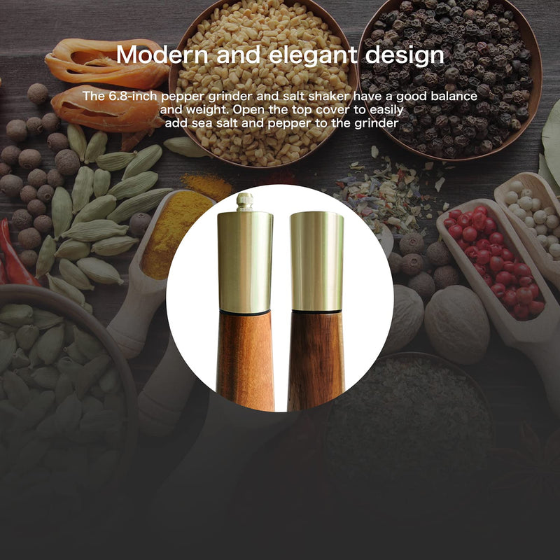 [Australia - AusPower] - Salt and pepper grinder set, stainless steel manual pepper grinder, adjustable thickness, suitable for kitchen, barbecue, picnic, 2 packs 7.28 inches 