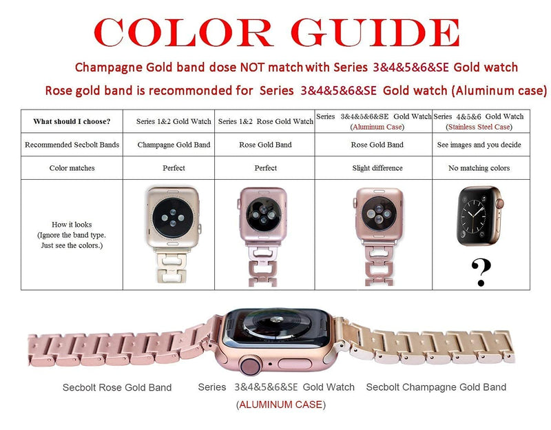 [Australia - AusPower] - Secbolt Bands Compatible with Apple Watch 38mm 40mm 41mm 42mm 44mm 45mm iWatch SE Series 7 6 5 4 3 2 1 Stainless Steel Chain Links Replacement Strap Rose Gold 38mm/40mm/41mm 