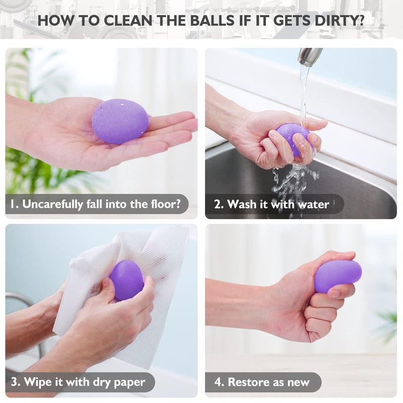 [Australia - AusPower] - Peradix Hand Grip Strength Trainer, Stress Relief Ball for Adults and Kids, Wrist Rehab Therapy Hand Grip Equipment Ball Squishy - Set of 3 Finger Resistance Exercise Squeezer Purple Green Black 