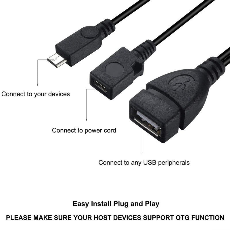 [Australia - AusPower] - ZYF Micro USB to USB Port Adapter (OTG Cable + Power Cable) for Firestick, Streaming TV Sticks, Media Devices, Android Phone Tablet - 2 Pack 