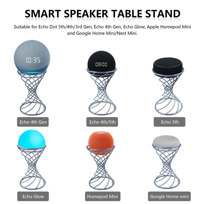 [Australia - AusPower] - Dutiplus Smart Speaker Table Stand Decorative Holder for Echo Dot 5nd/4rd/3th/2th Gen, Echo 4nd/3rd/2th Gen, Echo Glow, Apple Homepod Mini and Google Home Mini/Nest Mini(Chrome) Chrome 