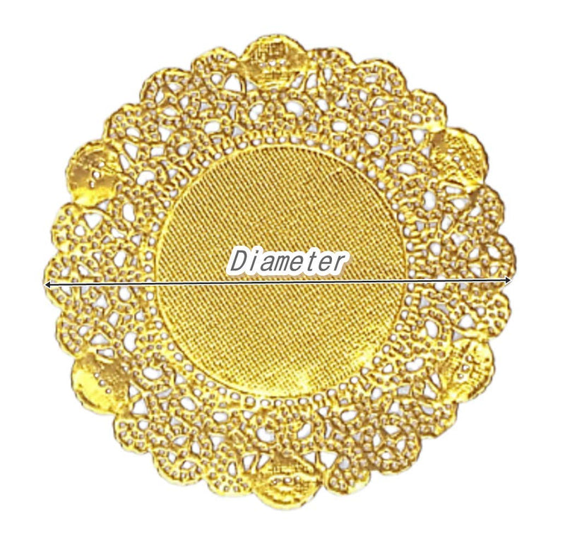 [Australia - AusPower] - Doilykorea - 250pcs Premium 4inch Foil Round Lace Paper doilies - Non-Dust, Clean Cut, Simple Design : Party/Gift/for Cake Crafts/Home Decor Weddings Table Settings Placemats (Round - 4", Gold) 