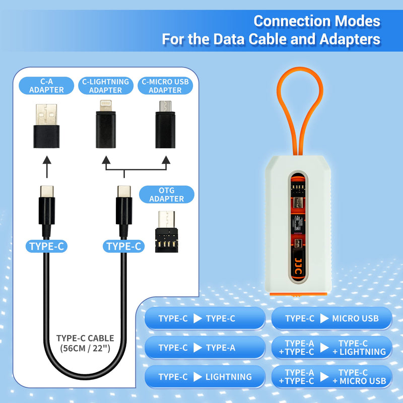 [Australia - AusPower] - JJC Mulit-Functional Type-C Charging & Data Transfer Cable with USB C to Micro USB/USB A/Lightning/USB 3.0 OTG Adapter Converter Kit Compatible with MacBook Pro, iPad, iPhone, Laptop & More 
