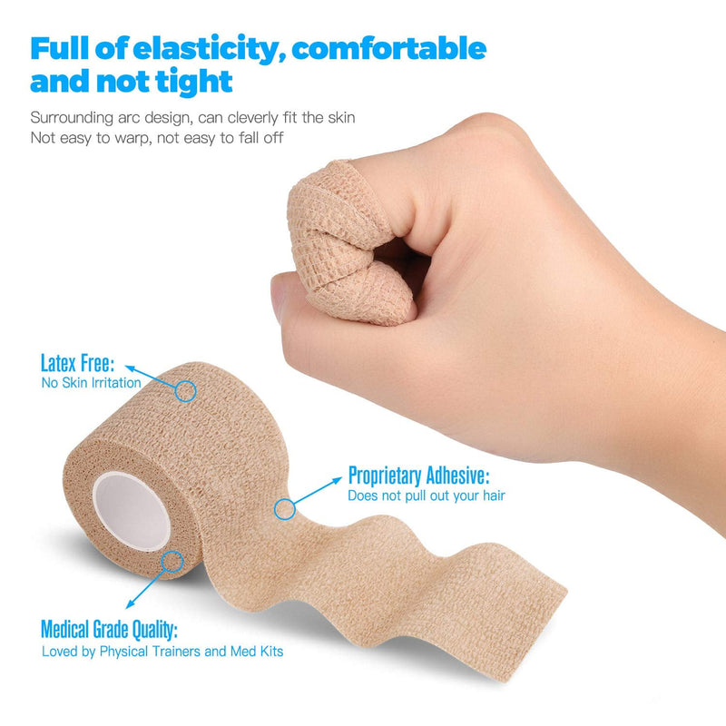 [Australia - AusPower] - Bandage Wrap 16 Pack 2”x 5 Yards Self Adherent Wrap Breathable Self Adhesive Bandage Wrap Rolls Cohesive Bandage Athletic Elastic First Aid Tape for Stretch Athletic, Ankle Sprains, Swelling, Sports Beige 2 Inch (Pack of 16) 