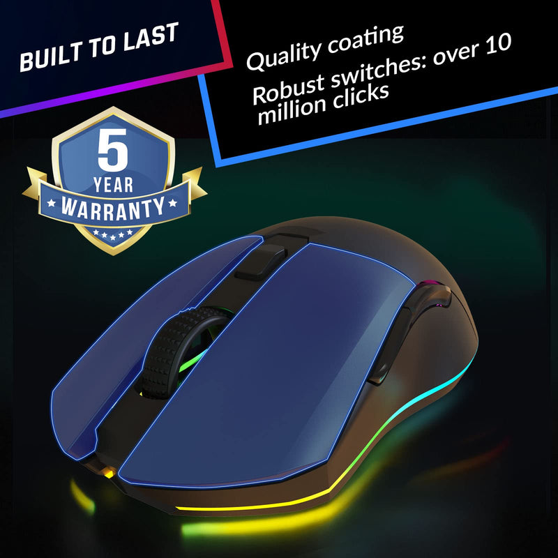 [Australia - AusPower] - KLIM Blaze Pro Rechargeable Wireless Gaming Mouse with Charging Dock RGB + High-Precision Sensor and Long-Lasting Battery + Up to 6000 DPI + Great PC Gaming Mouse Wireless 2022 