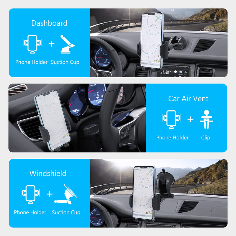 [Australia - AusPower] - Car Phone Holder,[2021 Version] Tecogue Adjustable Arm Stable Suction Cup Cell Phone Car Mount Dashboard Windshield Air Vent, Car Accessories for Men,Compatible with Most Smartphones 