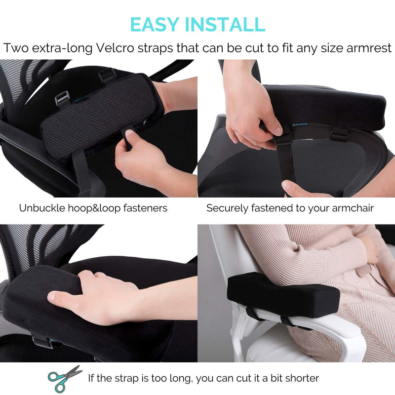 [Australia - AusPower] - EcoLifeDay Chair Extra Thick Ergonomic armrest Cushions Elbow Pillow Pressure Relief Office Chair Gaming Chair armrest with Memory Foam armrest Pads 2-Piece Set of Chair 