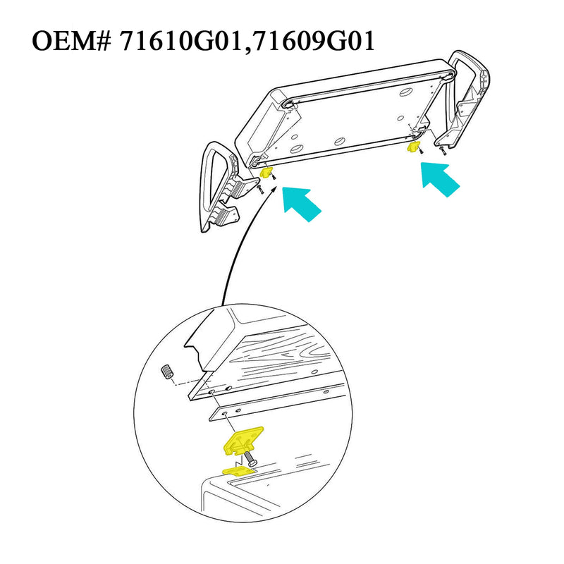 [Australia - AusPower] - 10L0L Golf Cart Seat Bottom Hinge Plate Fits for 1995-up EZGO TXT & Medalist, 2001-up EZGO MPT Shuttle Workhorse Series, 2 Pack OEM# 71610G01 71609G01 