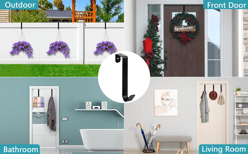 [Australia - AusPower] - Lindeza Over The Door Hooks 5 Pack Heavy Duty Over Door Hooks for Hanging, Reinforced 40LBs Metal Over Door Hangers Black Door Hooks Towel Hooks for Bedroom Bathroom, Fit 1-3/4 Door, with Sponge Pads 