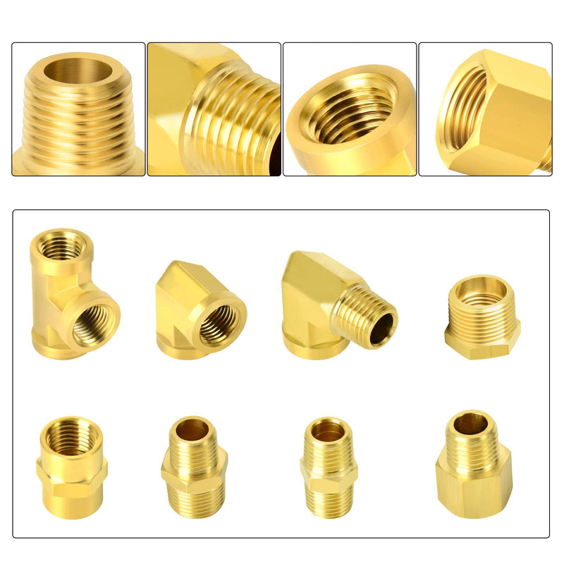 [Australia - AusPower] - GASHER 26PCS Brass Pipe Fitting Kit, Hex Bushing, Reducer Adapter, Hex Nipple, 90 Degree Barstock Street Elbow Brass Pipe Kit 