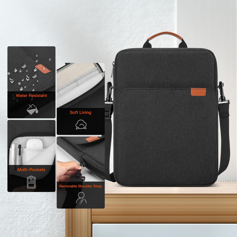 [Australia - AusPower] - 12.3-13.3 Inch Tablet Sleeve Shoulder Bag for 12.4" Samsung Galaxy Tab S8+/S7 FE/S7+, iPad Pro 12.9 M2 M1, 12.3" Surface Pro X/9/8/7, 13.3" MacBook Air/Pro, Protective Tablet Pouch Case,Space Grey 12.3-13 Inch Space Grey 
