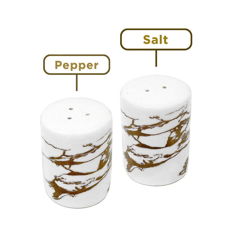 [Australia - AusPower] - Varato Design Gold Ceramic Salt and Pepper Shakers with Lids - Modern Salt and Pepper Shaker Set Gold Marble 
