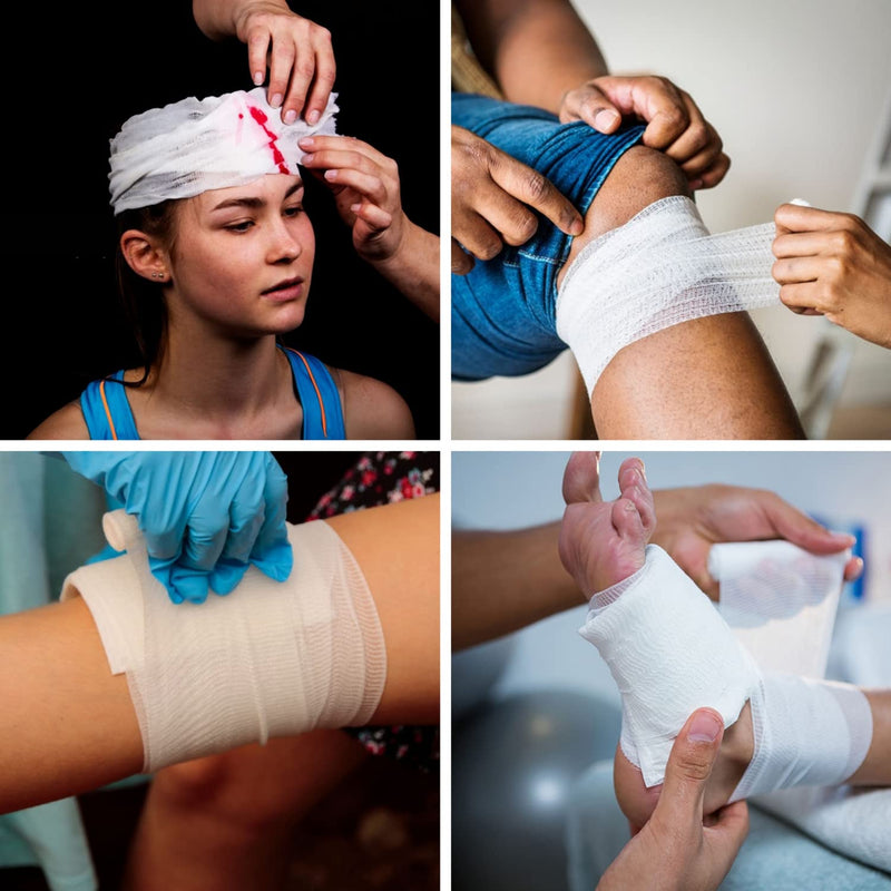 [Australia - AusPower] - D&H Medical Pack of 24 Gauze Bandage Roll 4 Inches x 4 Yards - Medical Gauze Wrap for Wounds Care - Easy to Use Cotton Sterile Gauze Rolls for Hand Wrap Dressing Ankles & Knees 
