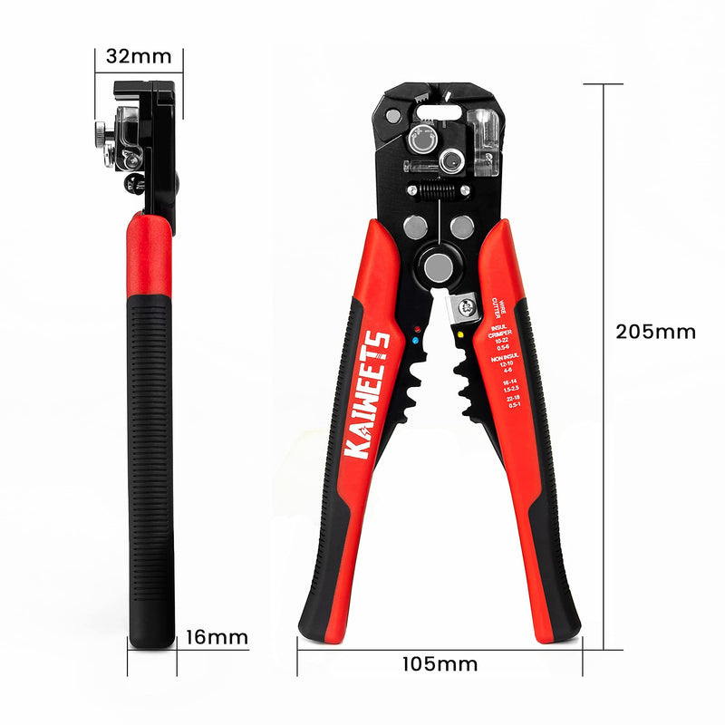 [Australia - AusPower] - KAIWEETS Self Adjusting Wire Stripper - 3 in 1 Heavy Duty Automatic Wire Stripping Tool | 10-24 AWG Wire Cutter for Electrical Cable Cutting, Crimping Tool 