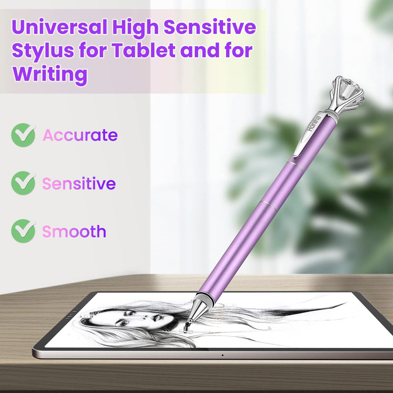 [Australia - AusPower] - Honiha Stylus Pen, Big Diamond Multi-Tips Stylus Pens for Touch Screens Capacitive Stylus Universal Stylist Pen for for iPad iPhone and All Other Tablets & Cell Phones-Purple Purple 