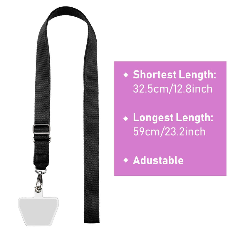 [Australia - AusPower] - 4 Pieces Universal Adjustable Neck Straps Phone Lanyard Adhesive Pad Universal Neck Strap Black, Purple, Red, Blue 