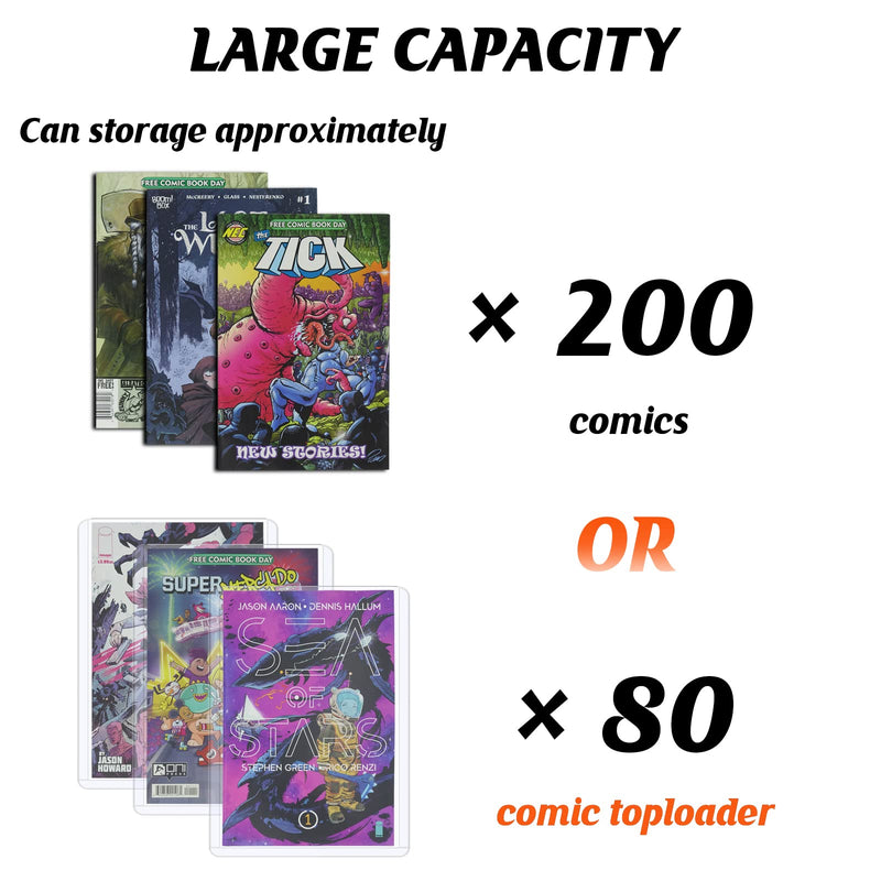 [Australia - AusPower] - Fabric Comic Book Storage Boxes with Lids, Vowcarol Large Fully Enclosed Comic Book Box Bin Container Holds 250 Comics, 600 Comic Boards, 80 Comic Top Loaders--Deep Black 