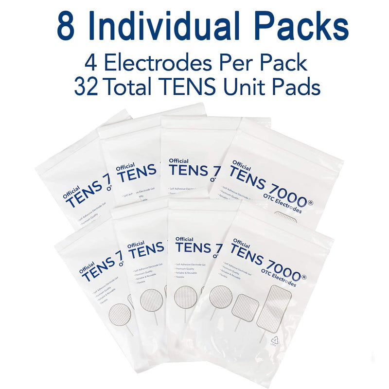 [Australia - AusPower] - TENS 7000 Official TENS Unit Replacement Pads 32 Pack - 16 - 2" X 2", 16- 2" X 4" Electrode Pads Compatible with Most TENS Machines Replacement Electrodes Value Pack 