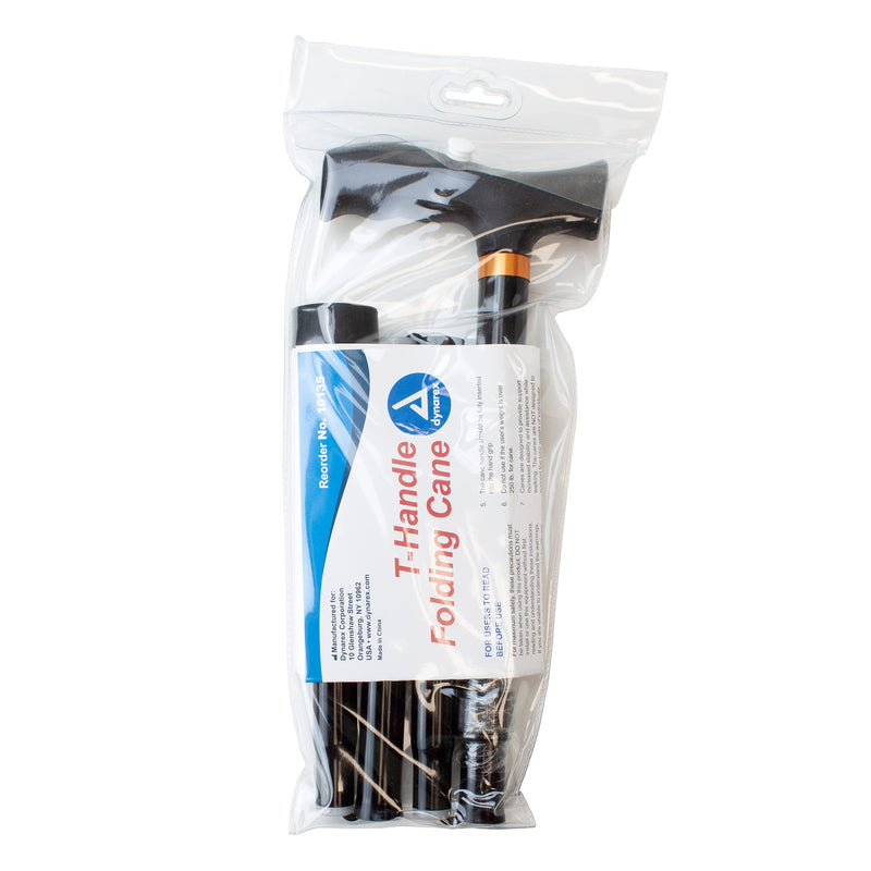 [Australia - AusPower] - Dynarex Compact Lightweight Aluminum t-Handle Folding Cane, Black 
