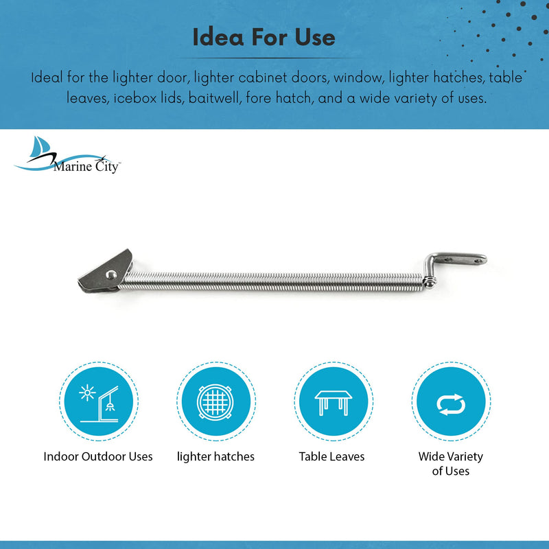 [Australia - AusPower] - MARINE CITY Stainless-Steel Strong & Sturdy Gloss Polished Finished Hatch Spring Adjuster with U-Bolt and L-Shape Plate 8-1/4 Inches for Lighter Door Cabinet Doors Window Hatches 