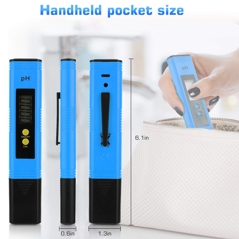 [Australia - AusPower] - PH Meter for Water Hydroponics Digital PH Tester Pen 0.01 High Accuracy Pocket Size with 0-14 PH Measurement Range for Household Drinking, Pool and Aquarium (Blue) Blue 