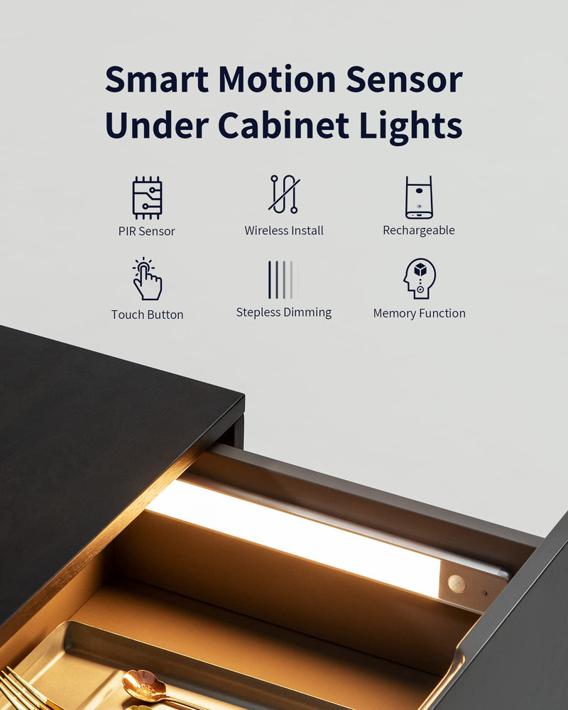 [Australia - AusPower] - 52LED Closet Light, EZVALO Rechargeable Night Light Under Cabinet Light Motion Sensor Light Wireless Dimmable Lights for Kitchen, Wardrobe, Stairs, Bedroom, Hallway 