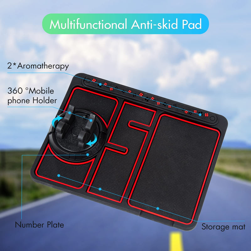 [Australia - AusPower] - Non-Slip Phone Pad for 4-in-1 Car 2022 New Non Slip Phone Pad for Car Dashboard Phone Mat with Temporary Car Parking Card Number Plate and Aromatherapy, Universal Phone Holder Normal Red 4-1 Pad 