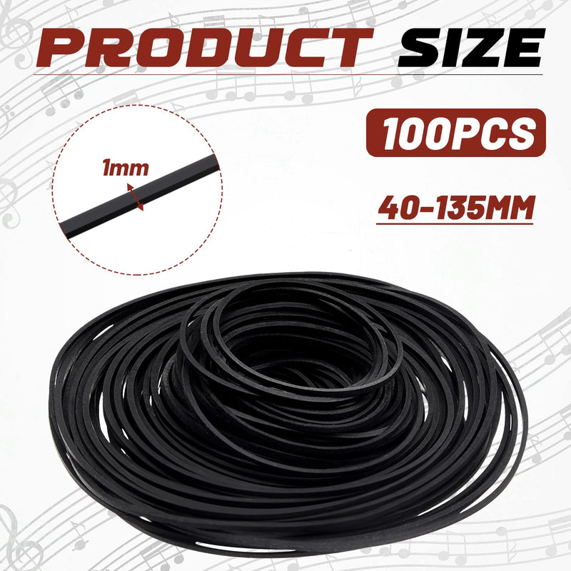 [Australia - AusPower] - Kanayu 100 Pcs Recorder Rubber Belts 40-135 mm Square Belt Cassette Tape Machine Repair Maintenance Mix Cassette Recorder Belts for DVD CD LD VCR Repeater Drives (1mm Width) 1mm Width 