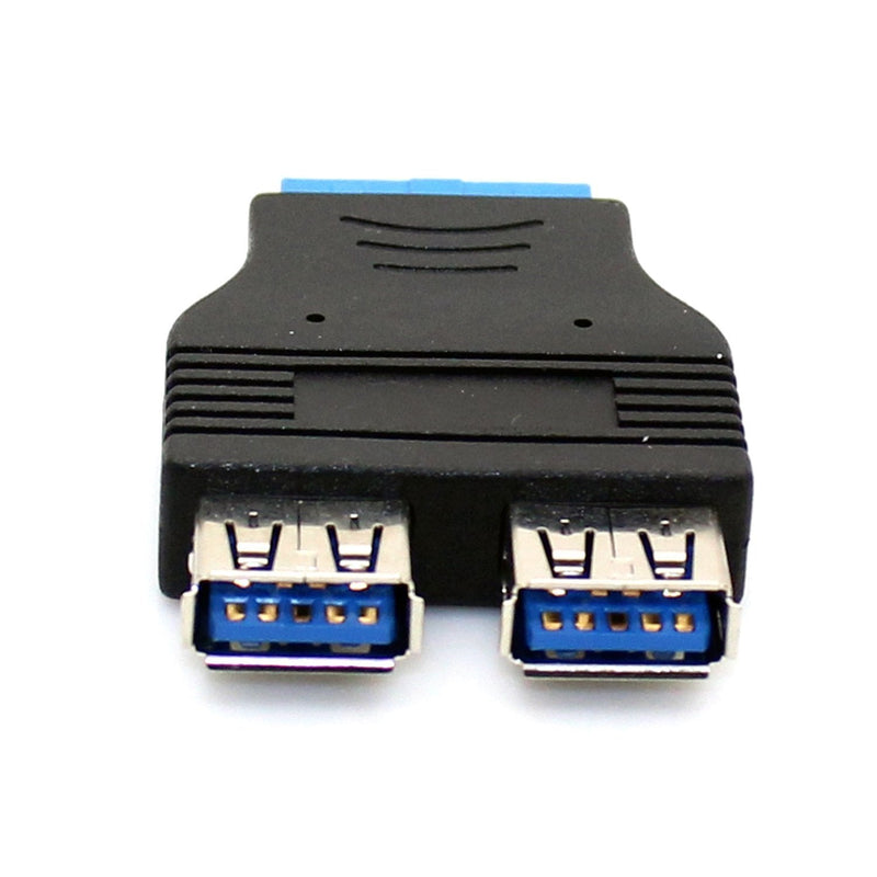 [Australia - AusPower] - SinLoon 2 Ports USB 3.0 Female to USB3.0 Motherboard Female 20 Pin Header Connector Extension Adapter Slot Adapter Splitter for USB Ports Directly to Your Motherboard (USB3.0 Connector 20 PIN) 