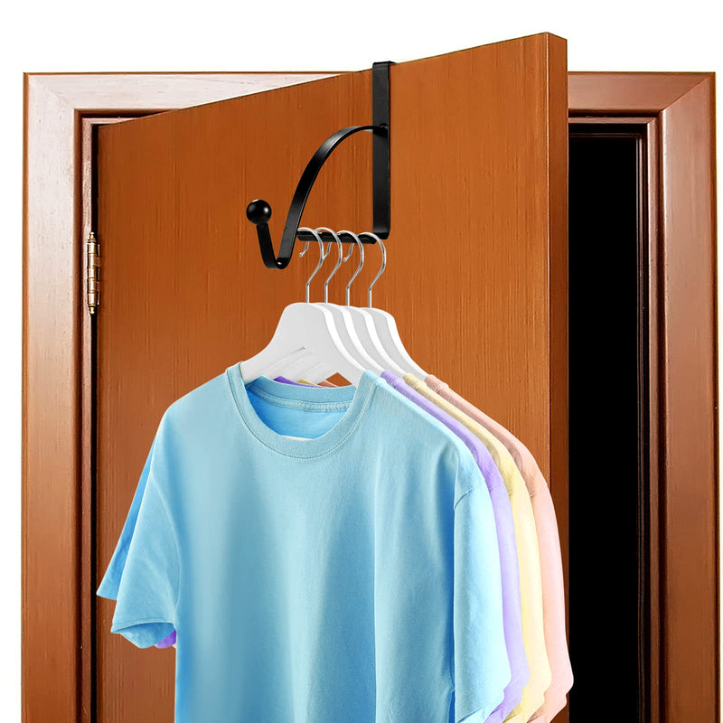 [Australia - AusPower] - Hotop Over Door Hooks 2 Pieces Single Over Door Hooks Valet Hooks Door Mounted Hooks Multi Hanging Storage Hanger Over Door Rack for Clothes Coats Towels Hats Scarves Purses Keys and More (Black) Black 