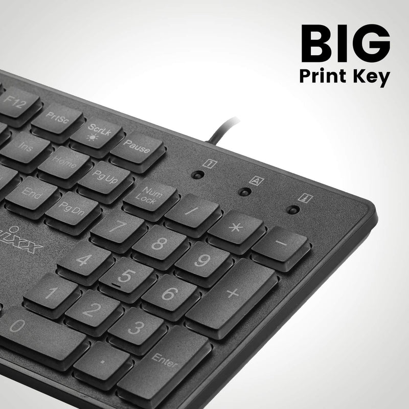 [Australia - AusPower] - Perixx PERIBOARD-317 Wired Backlit USB Keyboard, Big Print Letter with White Illuminated LED, US English Layout Black 