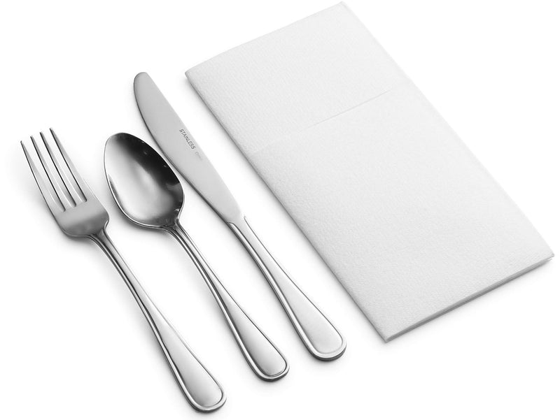 [Australia - AusPower] - Laura Stein Linen Style Easy Set White Napkins with Pocket (50 Pack) | Disposable Napkins of, Soft Touch & High Absorbency | Napkins for Parties, Weddings, Restaurants, Events or at Home Easy Set Napkin With Pocket 