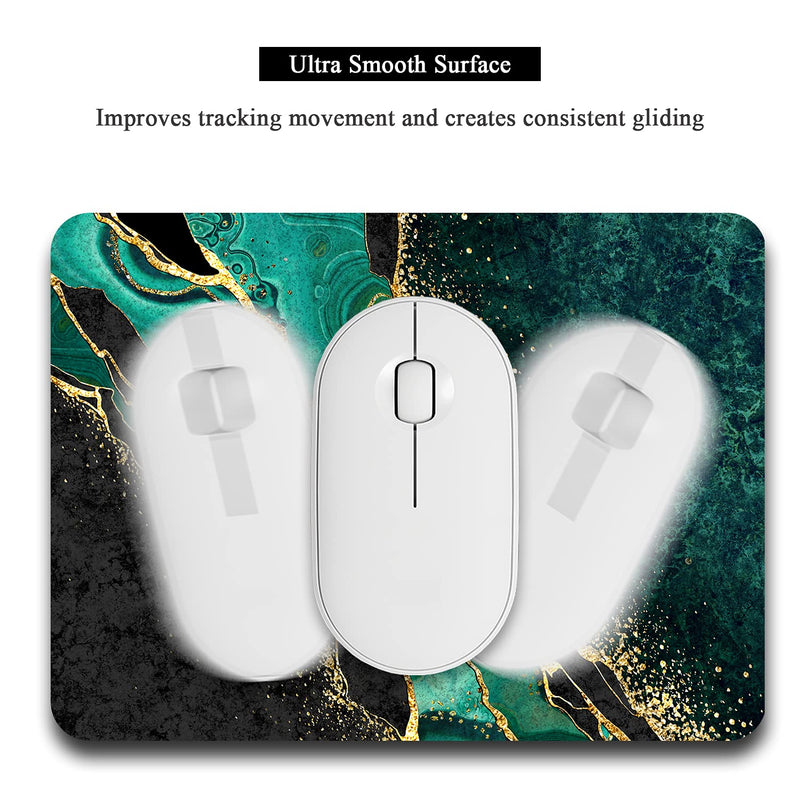 [Australia - AusPower] - Atufsuat Small Mouse Pad, Mini Pad 6 x 8 in, Thick Rubber Waterproof Mat, Cute Mousepad Wireless Tray Home Office Travel, Teal Green Gold Marble, Square-20x15CM-Green Luxury Teal Marble 