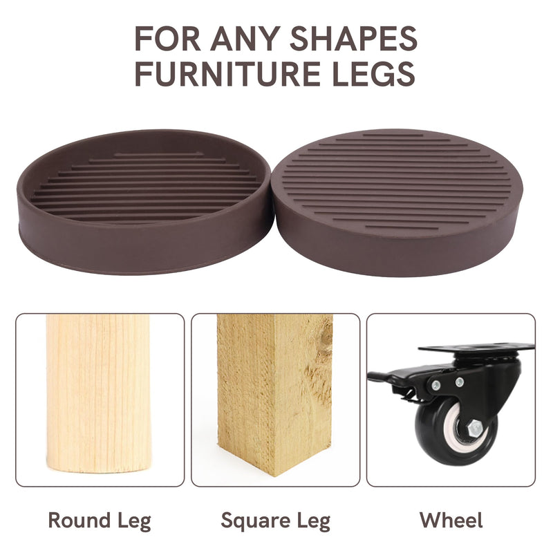 [Australia - AusPower] - Comforing Non Slip Furniture Pads 4 Pcs Rubber Pads for Furniture Feet Bed Couch Stoppers Anti Slide Caster Cups Floor Protectors (Round, 2 Inch) Round, 2 inch 