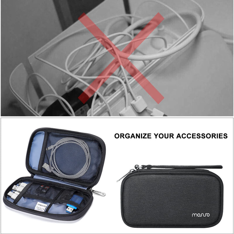 [Australia - AusPower] - MOSISO Electronic Organizer Cable Case, Portable External Carrying Case Storage Bag with Handle Compatible with MacBook Power Adapter, Wireless Mouse, Cables, Earphones, USB Flash Disk SD Card, Black 