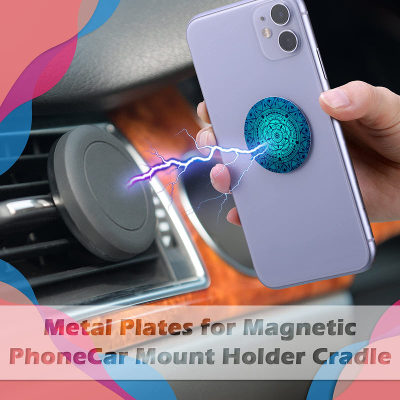 [Australia - AusPower] - 18 Pieces Phone Round Magnet Mount Metal Plate Sticker for Phone Magnet Car Magnet Holder Mount Universal Magnetic Phone Mount Plates Adhesive Metal Piece for Magnetic Phone Holder, Mandala Style 